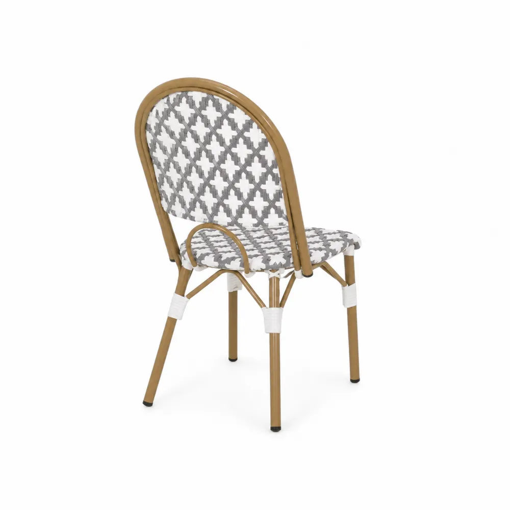 Gartenstuhl Aluminium Rattan Weiß/Grau 45x50x90cm