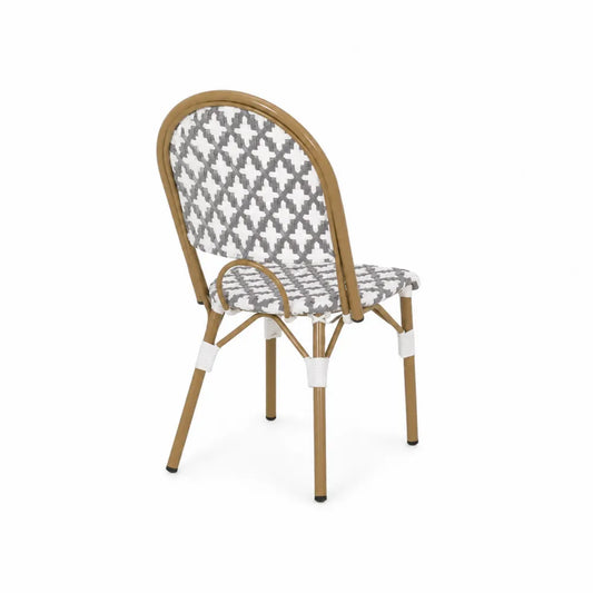 Gartenstuhl Aluminium Rattan Weiß/Grau 45x50x90cm
