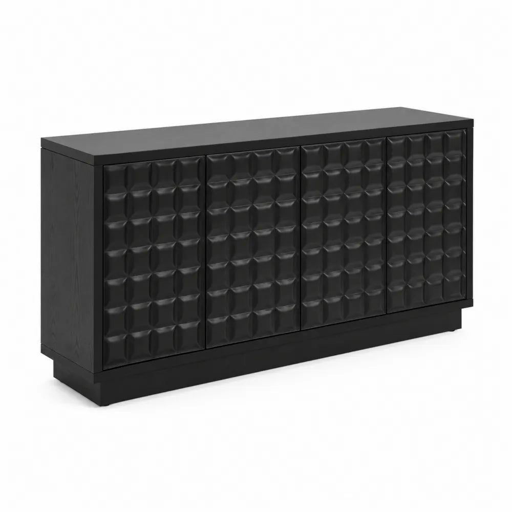 Schwarzes Holzfurnier Sideboard mit MDF 150x40x85cm