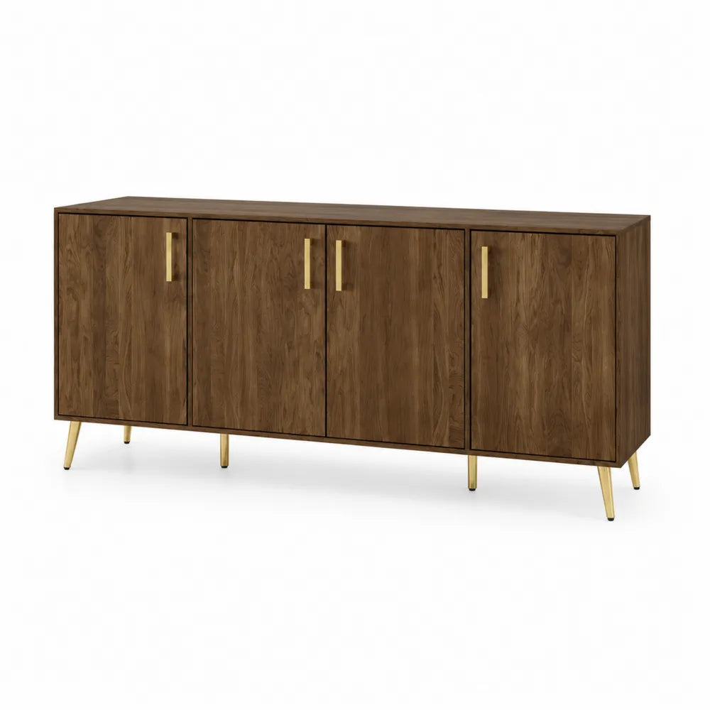 Sideboard aus Holz mit vier Türen Braun Gold 180cm